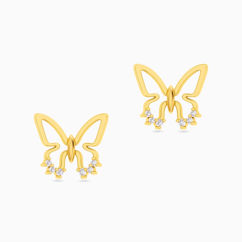 Miss L' by L'azurde Butterfly Diamonds Stud Earrings in 18K Gold - Image 1